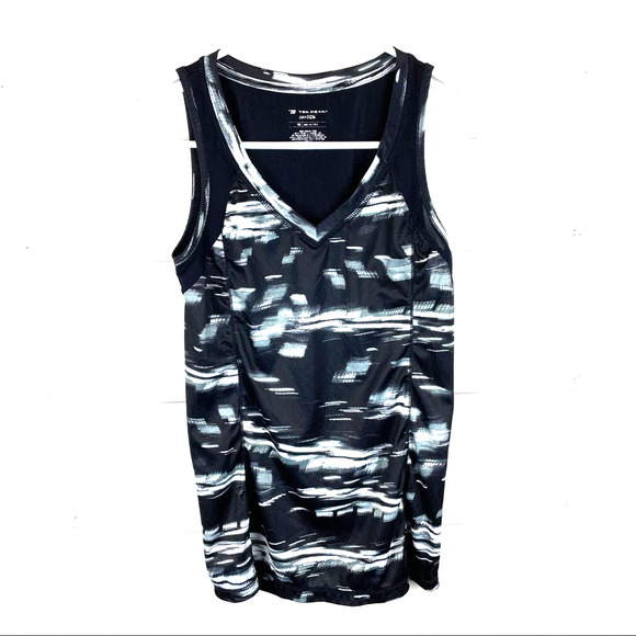 Tek Gear Tank Top Extra Small Black White Mesh Back Sleeveless Shirt Activewear - Picture 1 of 5